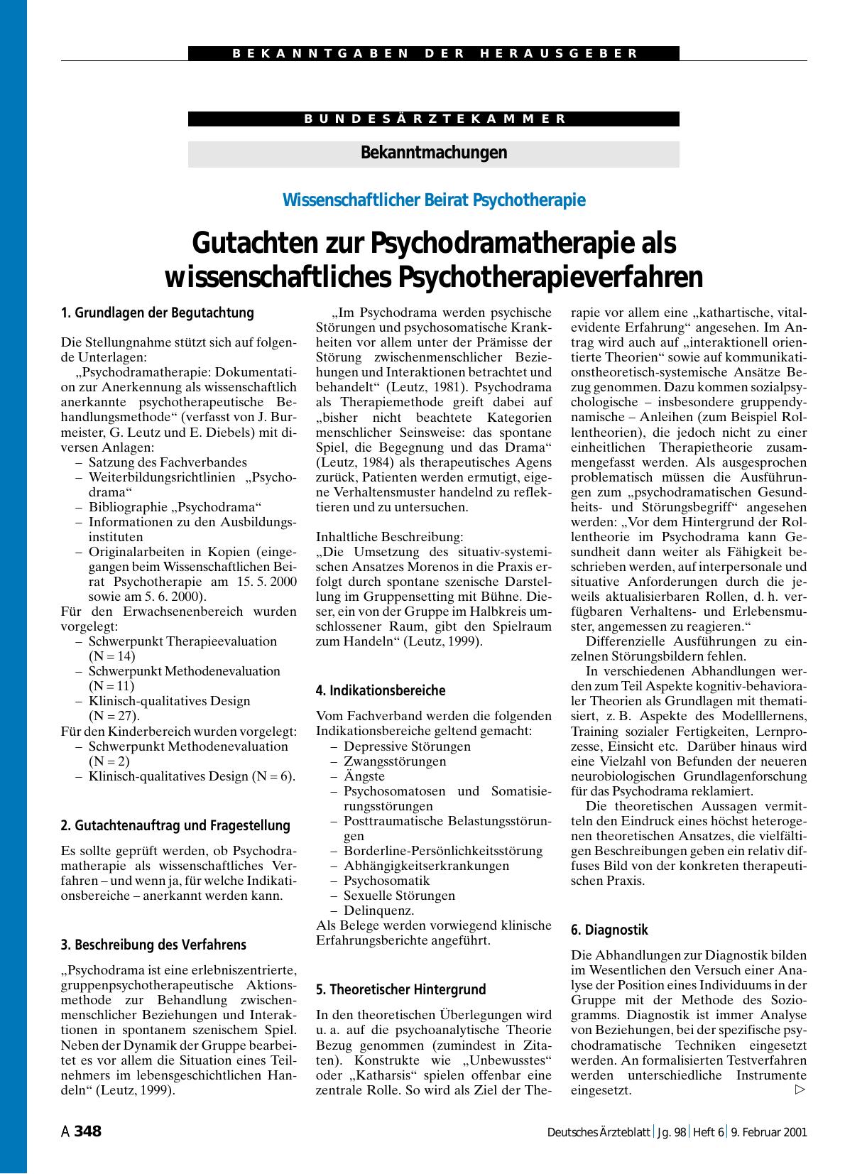 Vorschauseite 1: Bekanntmachungen: Wissenschaftlicher Beirat Psychotherapie