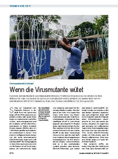 Vorschauseite 1: Coronapandemie in Malawi: Wenn die Virusmutante wütet
