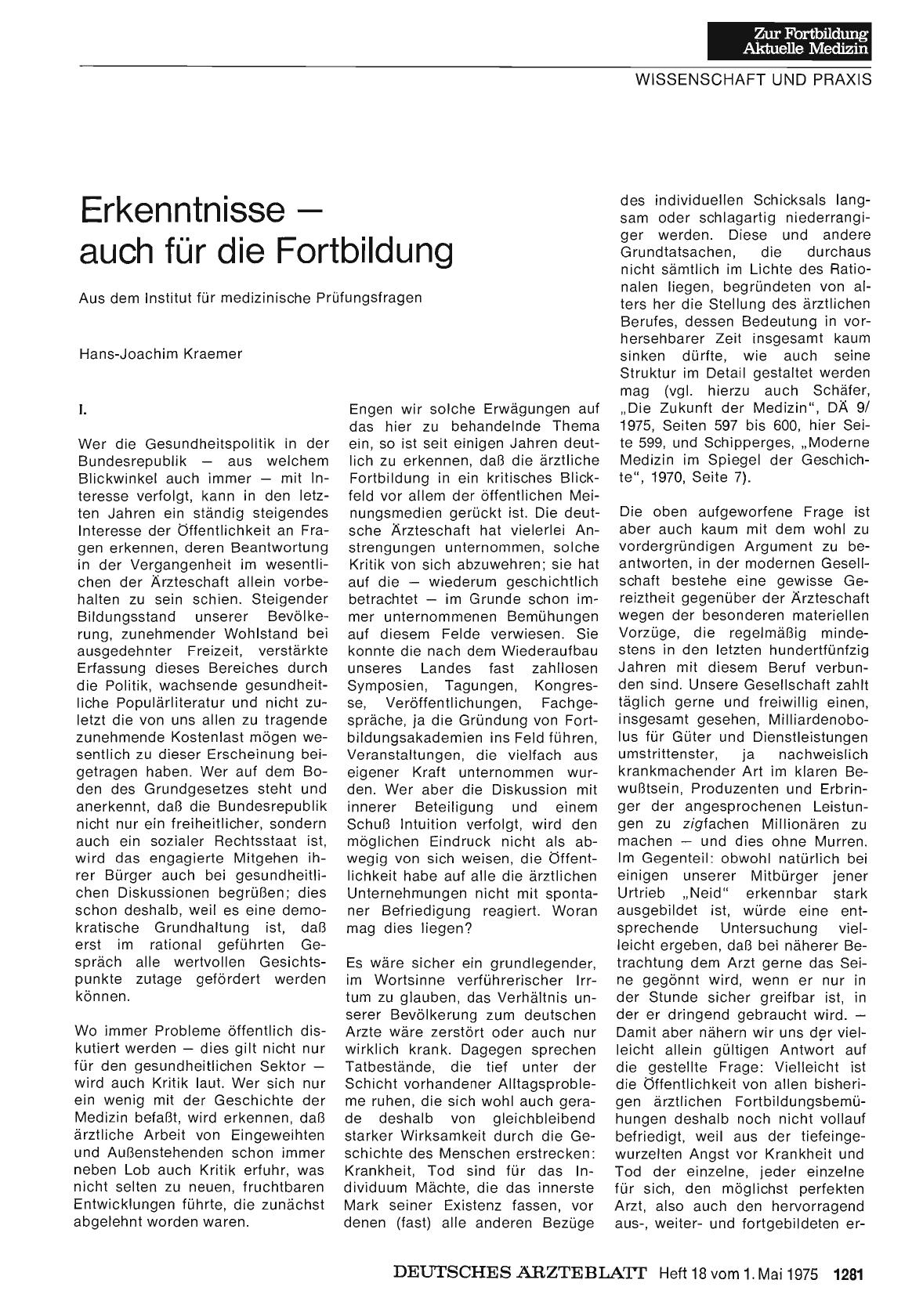 Vorschauseite 1: Erkenntnisse — auch für die Fortbildung