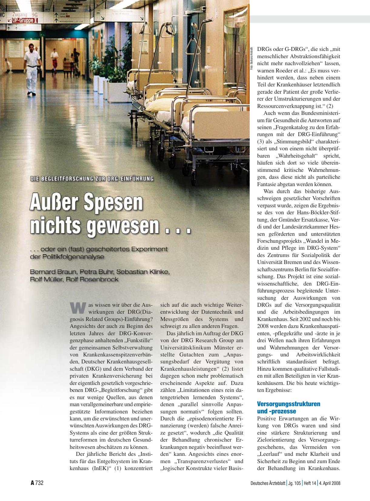 Vorschauseite 1: Die Begleitforschung zur DRG-Einführung: Außer Spesen nichts gewesen. ..