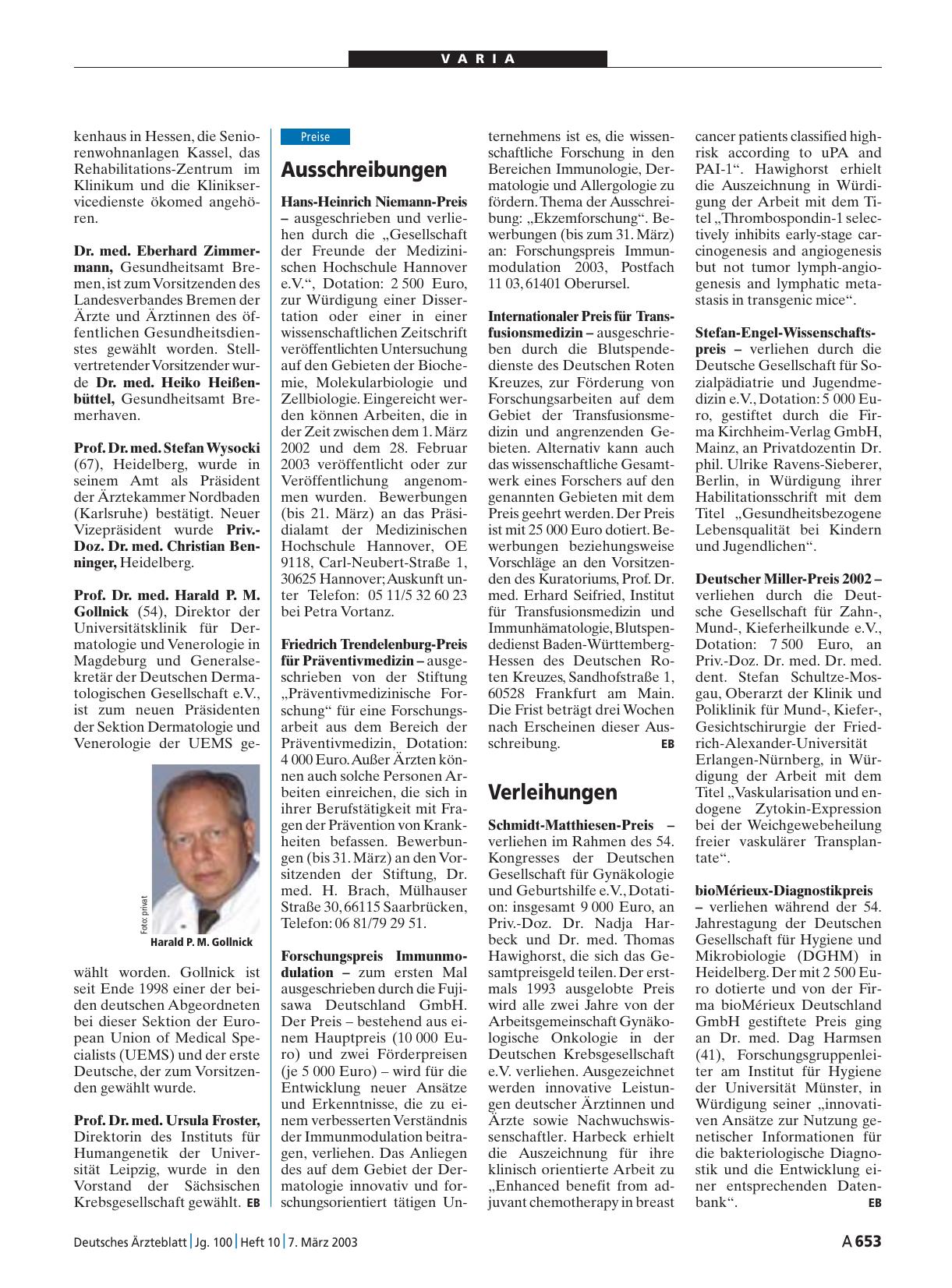Vorschauseite 1: Verleihungen