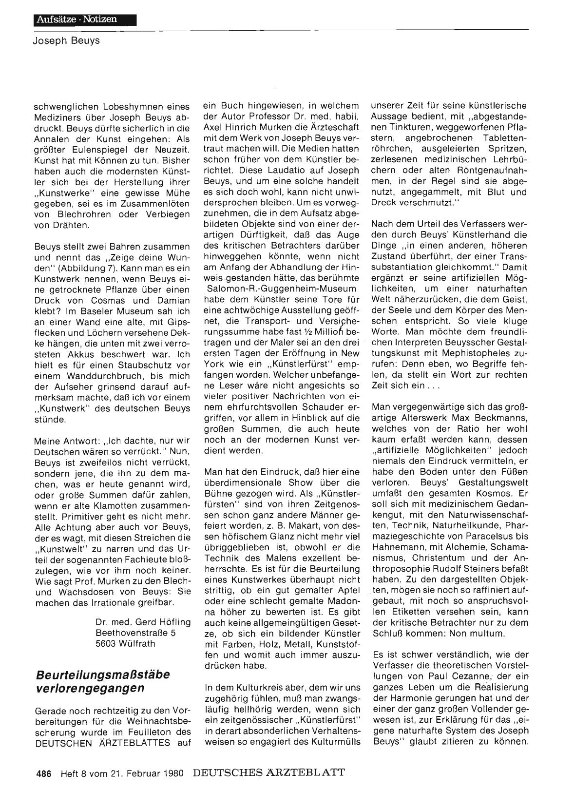 Vorschauseite 1: Auf der Suche nach dem Heil — Joseph Beuys und die Medizin: Beurteilungsmaßstäbe verlorengegangen