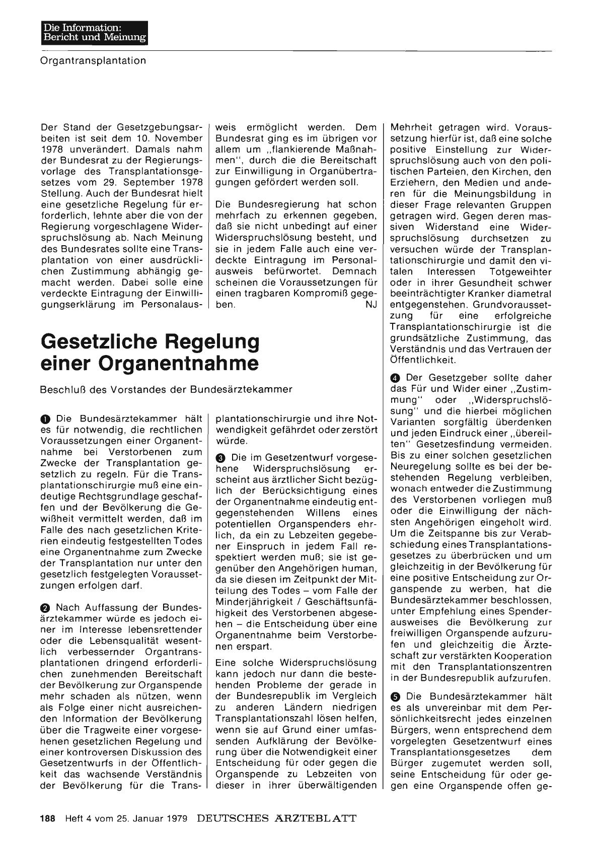 Vorschauseite 1: Gesetzliche Regelung einer Organentnahme