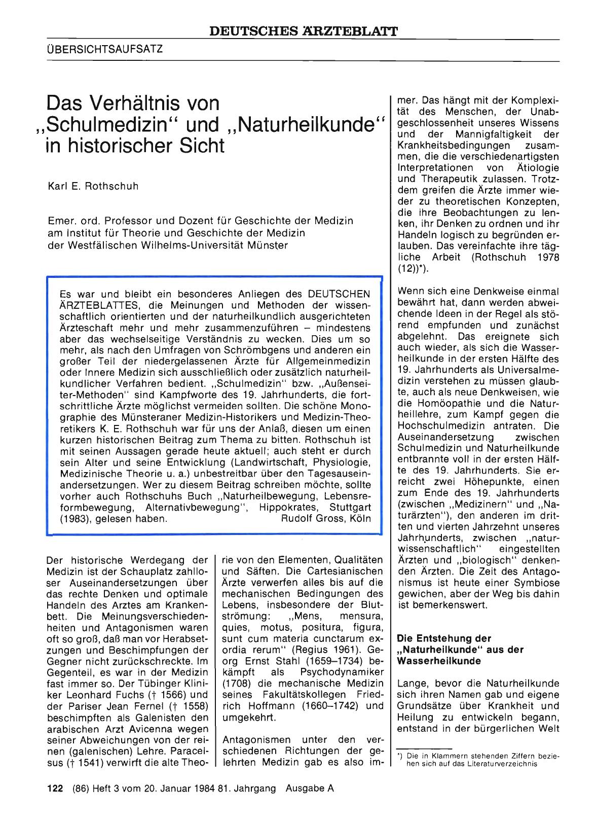 Vorschauseite 1: Das Verhältnis von „Schulmedizin“ und „Naturheilkunde“ in historischer Sicht