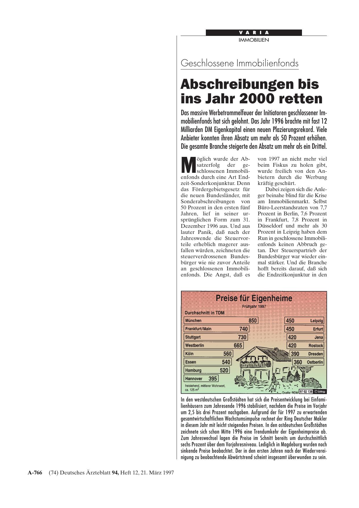 Vorschauseite 1: Geschlossene Immobilienfonds: Abschreibungen bis ins Jahr 2000 retten