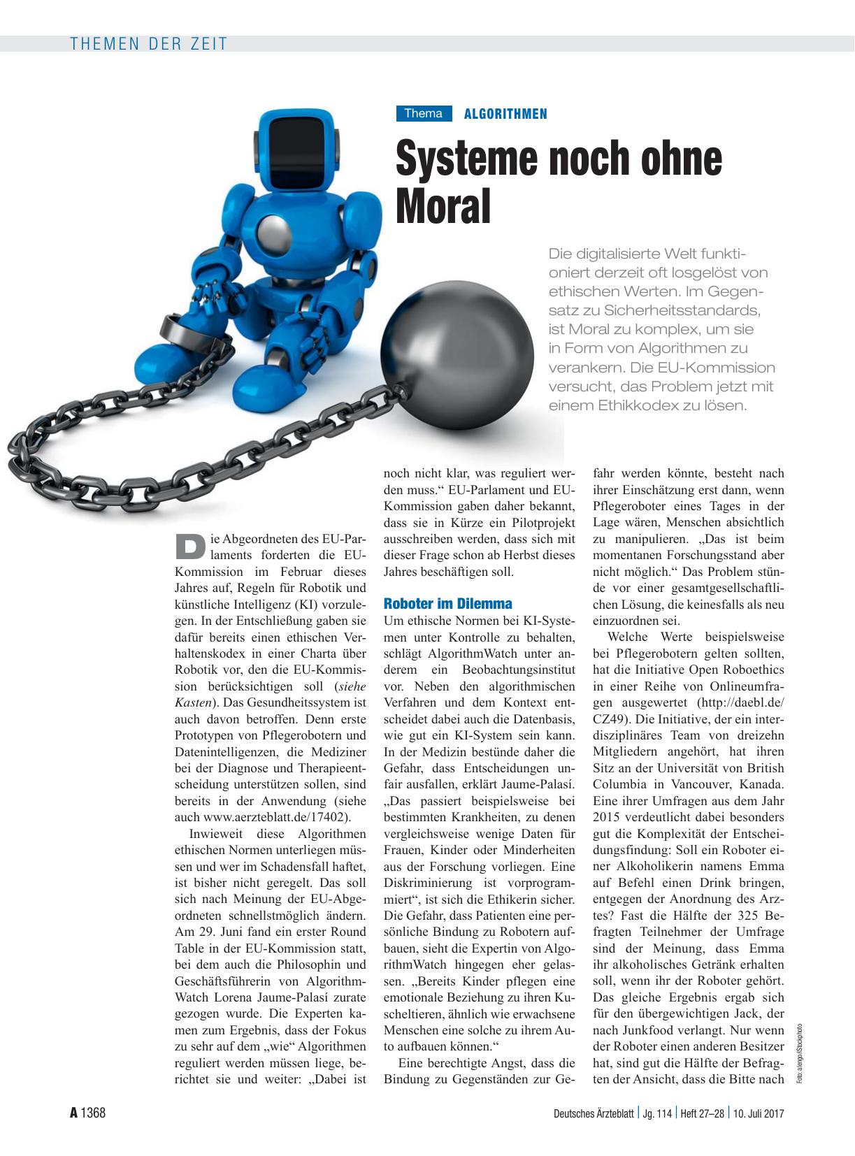 Vorschauseite 1: Algorithmen: Systeme noch ohne Moral