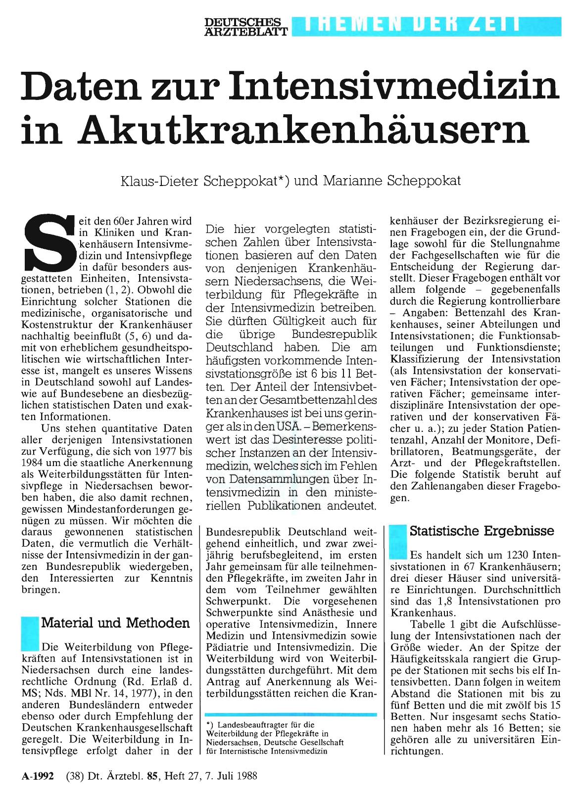Vorschauseite 1: Daten zur Intensivmedizin in Akutkrankenhäusern