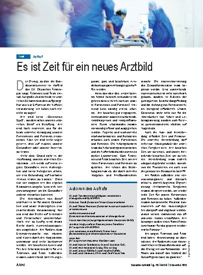 Vorschauseite 1: Aufruf: Es ist Zeit für ein neues Arztbild