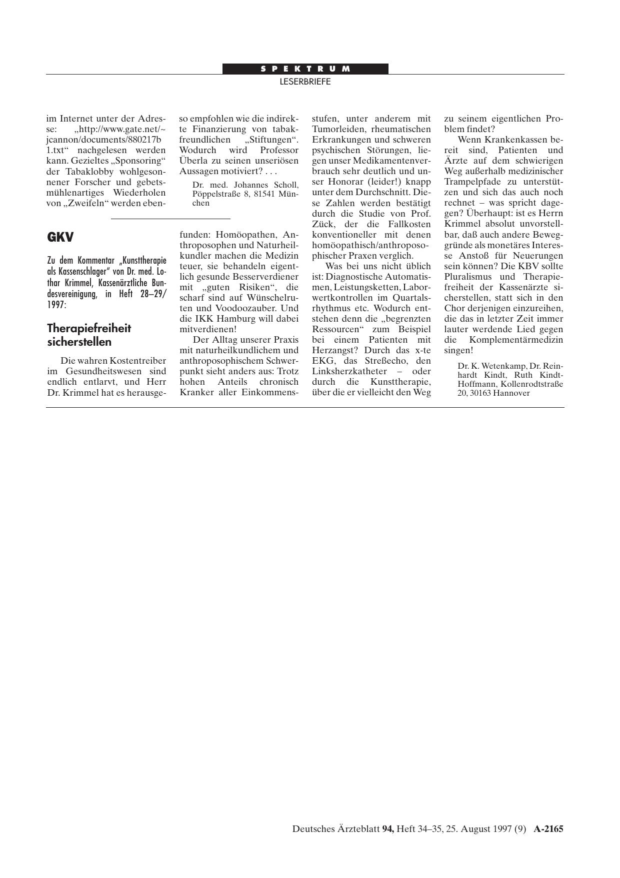 Vorschauseite 1: GKV: Therapiefreiheit sicherstellen
