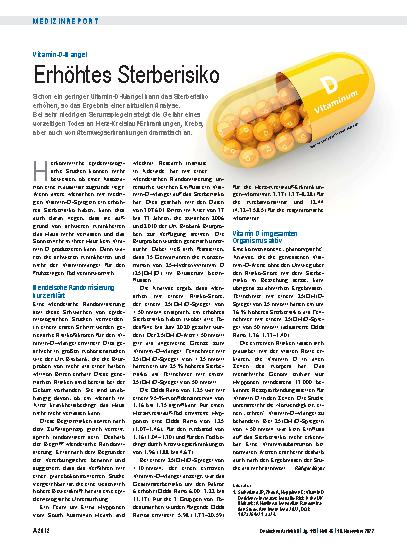 Vorschauseite 1: Vitamin-D-Mangel: Erhöhtes Sterberisiko