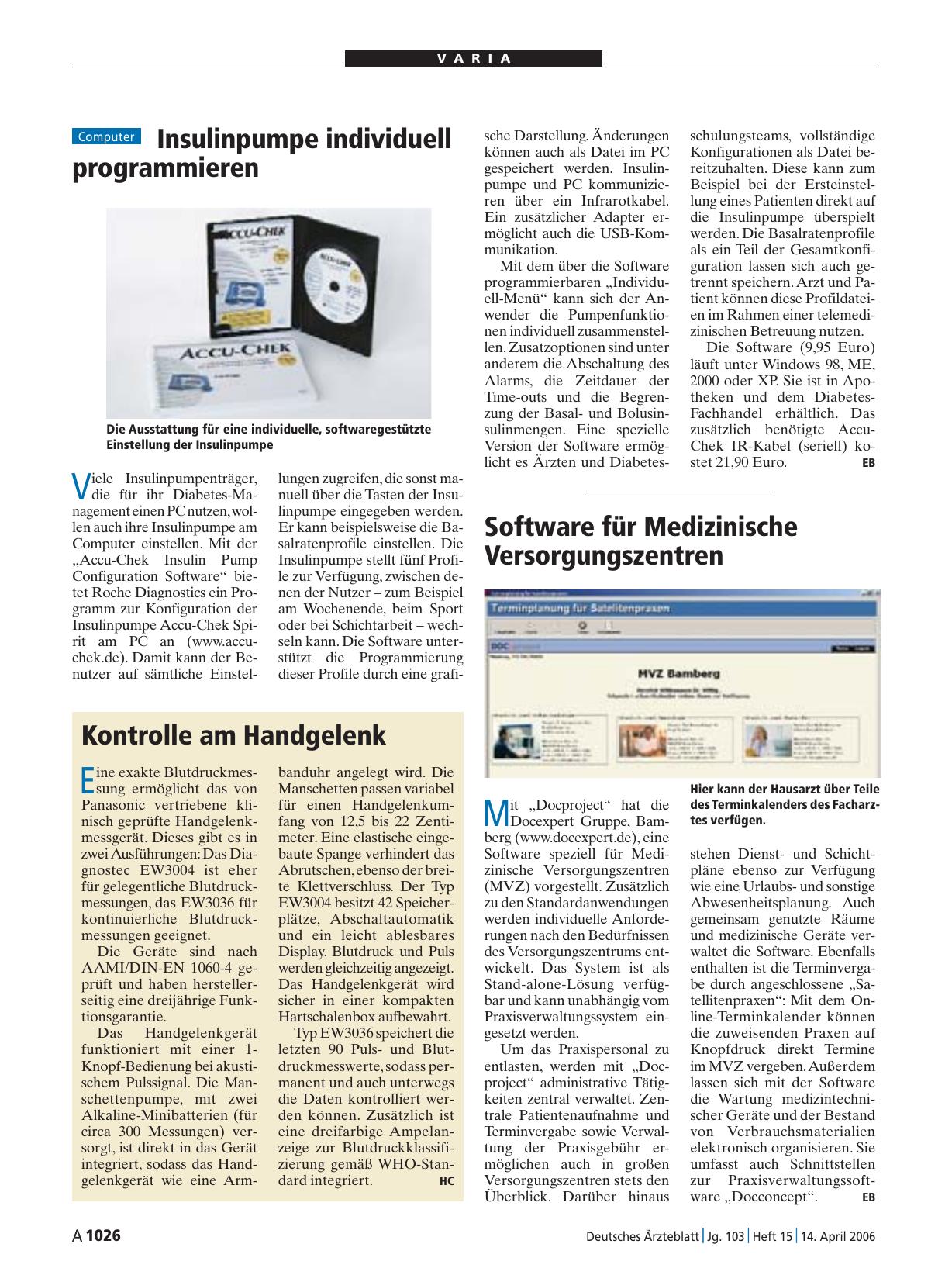 Vorschauseite 1: Kontrolle am Handgelenk