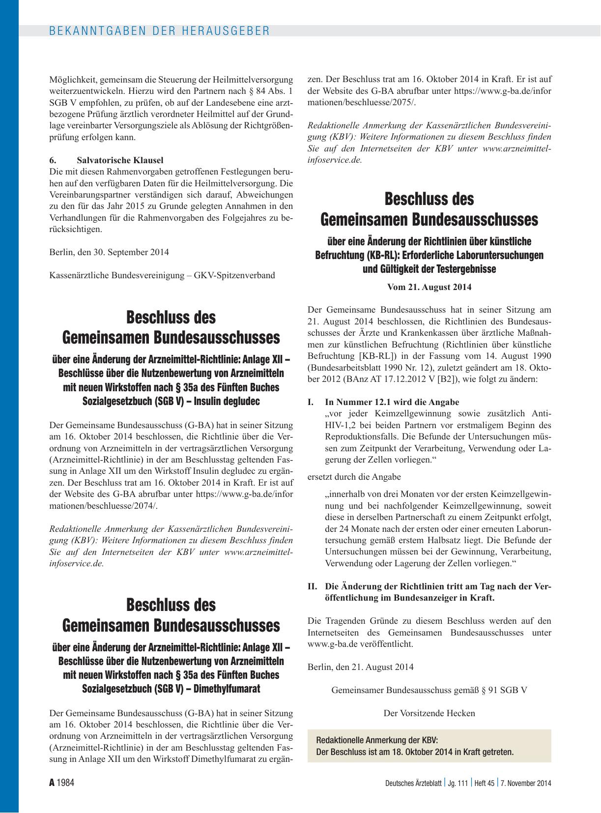 Vorschauseite 1: Beschluss des Gemeinsamen Bundesausschusses über eine Änderung der Arzneimittel-Richtlinie: Anlage XII – Beschlüsse über die Nutzenbewertung von Arzneimitteln mit neuen Wirkstoffe…