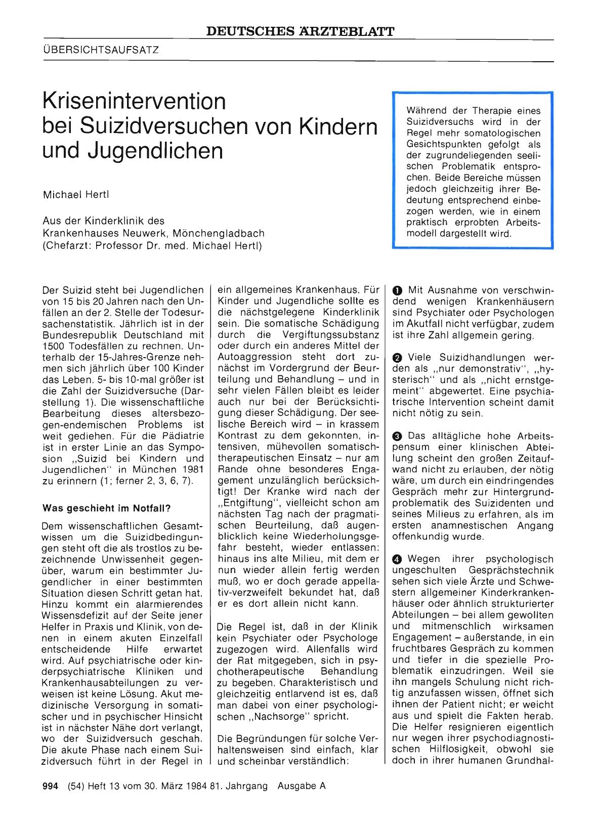 Vorschauseite 1: Krisenintervention bei Suizidversuchen von Kindern und Jugendlichen