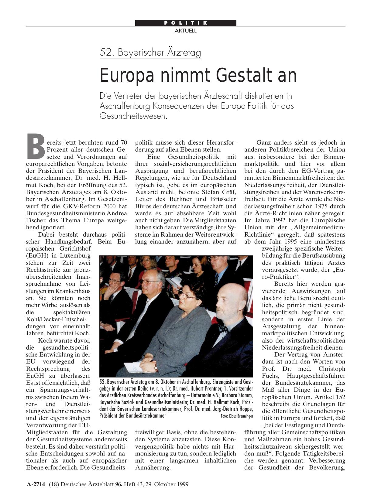 Vorschauseite 1: 52. Bayerischer Ärztetag: Europa nimmt Gestalt an