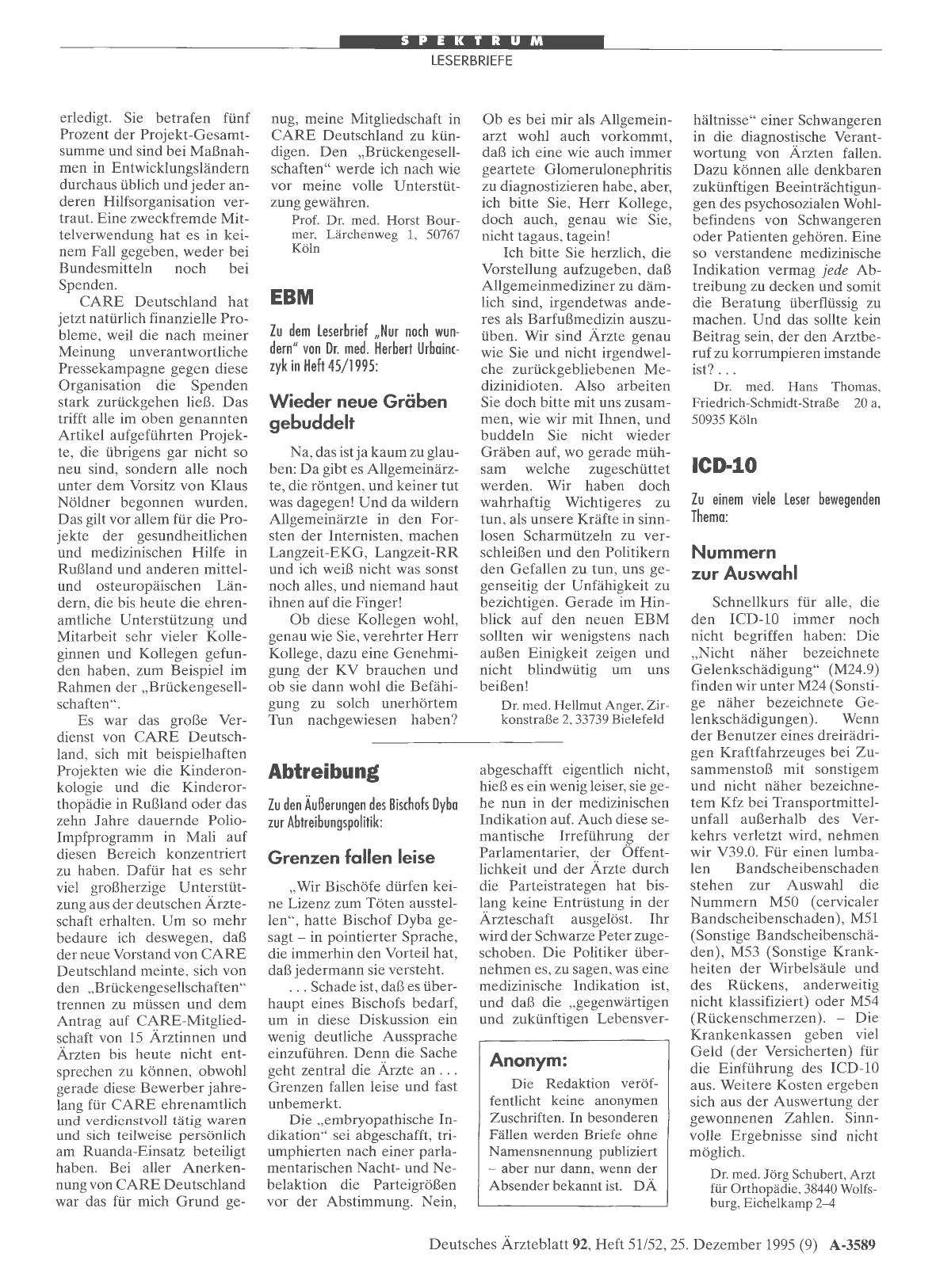 Vorschauseite 1: ICD-10: Nummern zur Auswahl