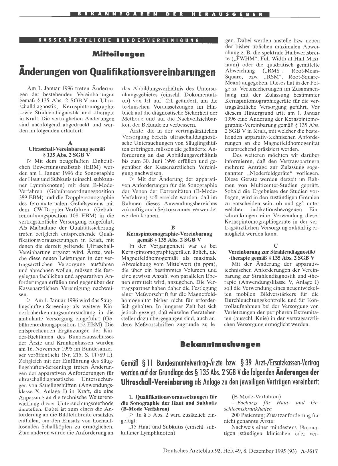 Vorschauseite 1: Mitteilungen: Änderungen von Qualifikationsvereinbarungen
