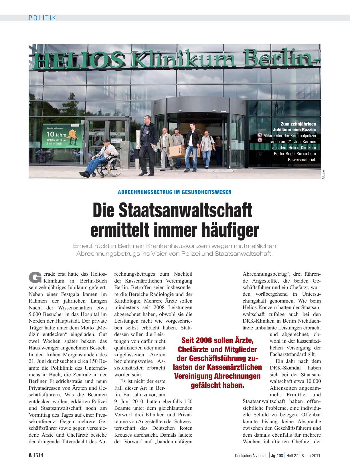 Vorschauseite 1: Abrechnungsbetrug im Gesundheitswesen: Die Staatsanwaltschaft ermittelt immer häufiger