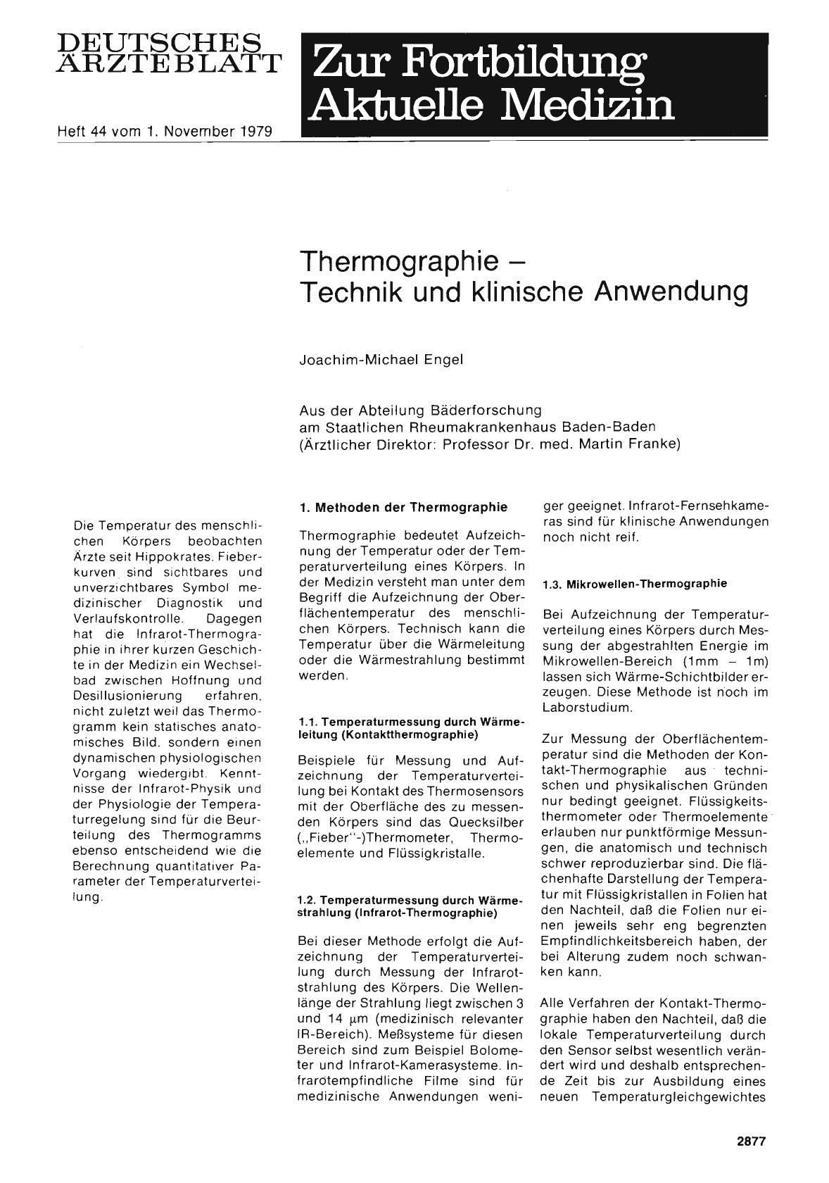 Vorschauseite 1: Thermographie — Technik und klinische Anwendung
