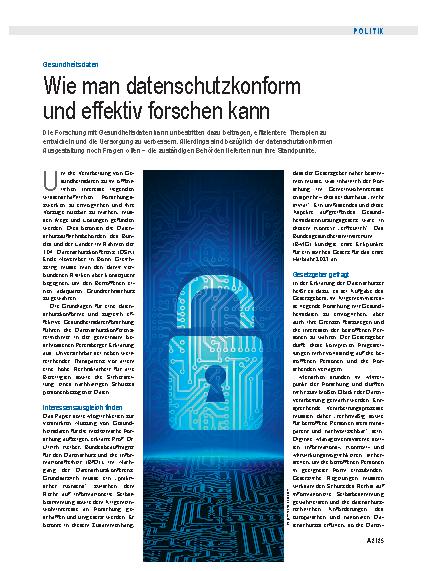 Vorschauseite 1: Gesundheitsdaten: Wie man datenschutzkonform und effektiv forschen kann