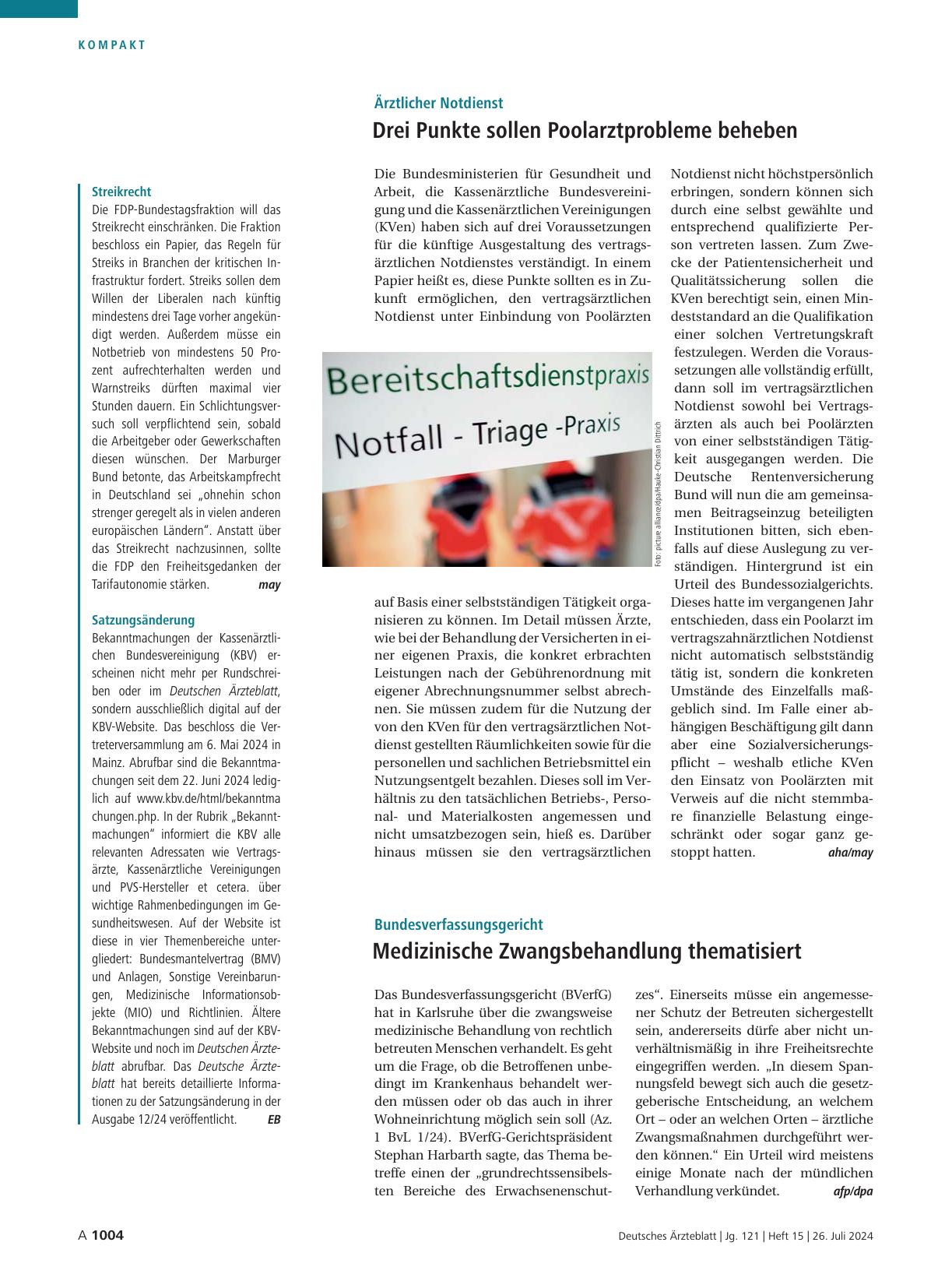 Vorschauseite 1: Ärztlicher Notdienst: Drei Punkte sollen ärztliche Probleme beheben.
