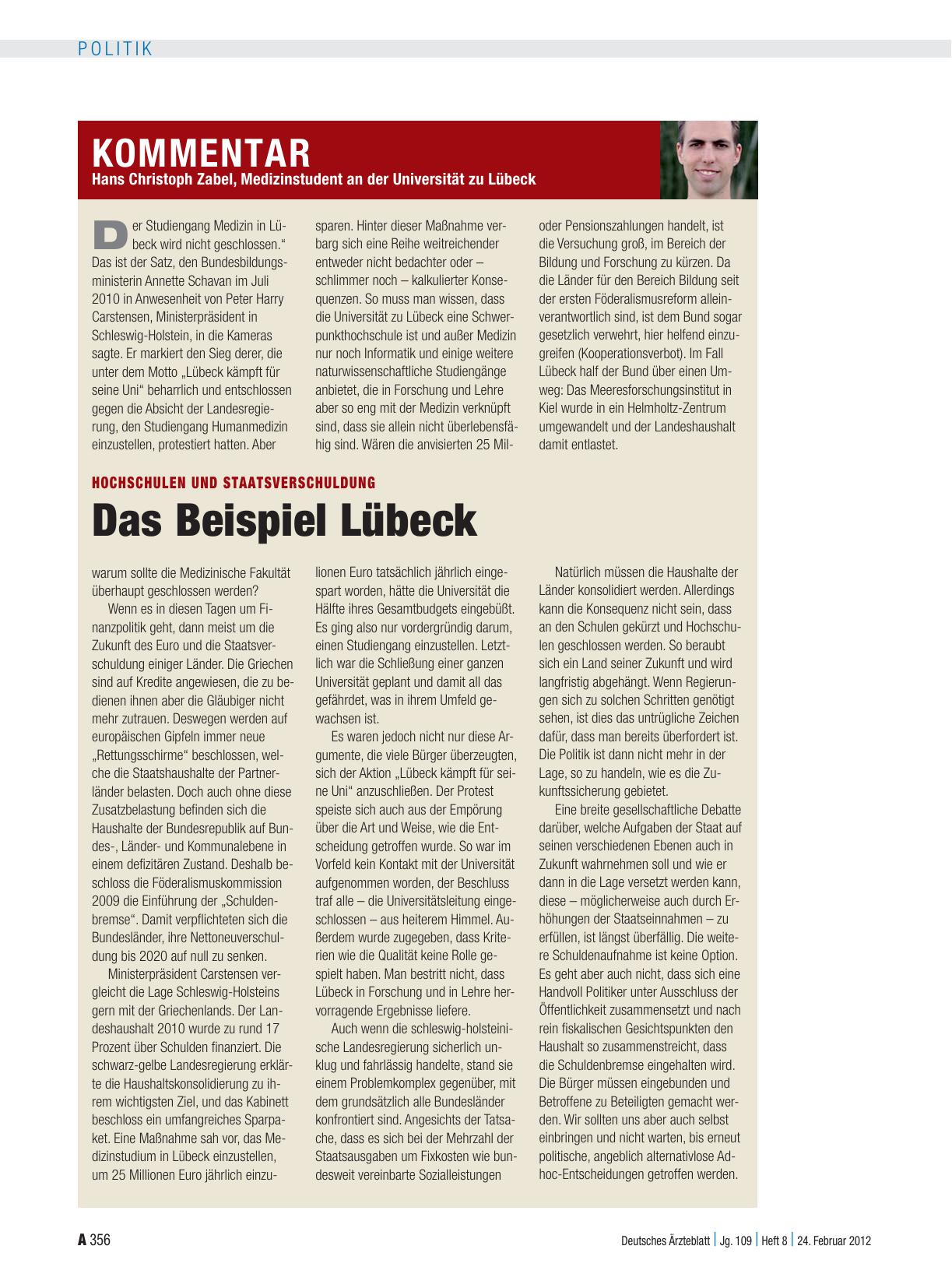 Vorschauseite 1: Hochschulen und Staatsverschuldung: Das Beispiel Lübeck