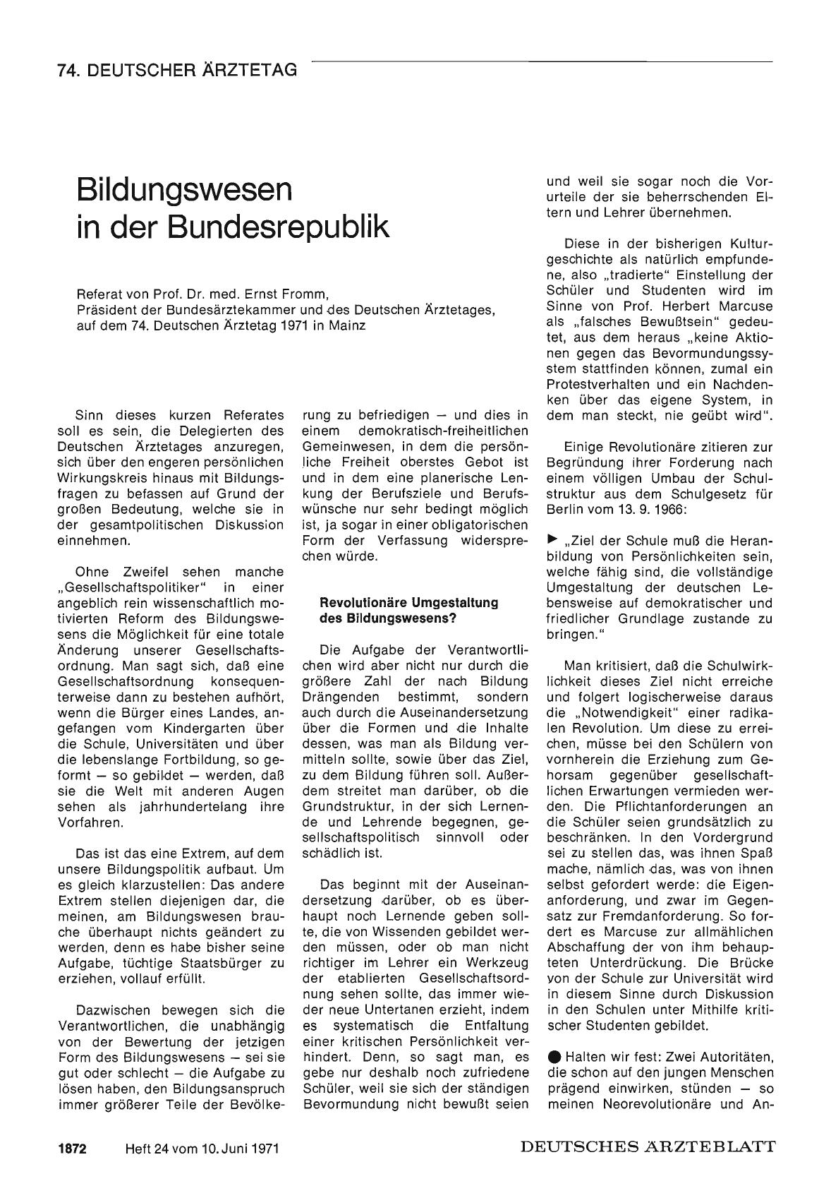Vorschauseite 1: Bildungswesen in der Bundesrepublik