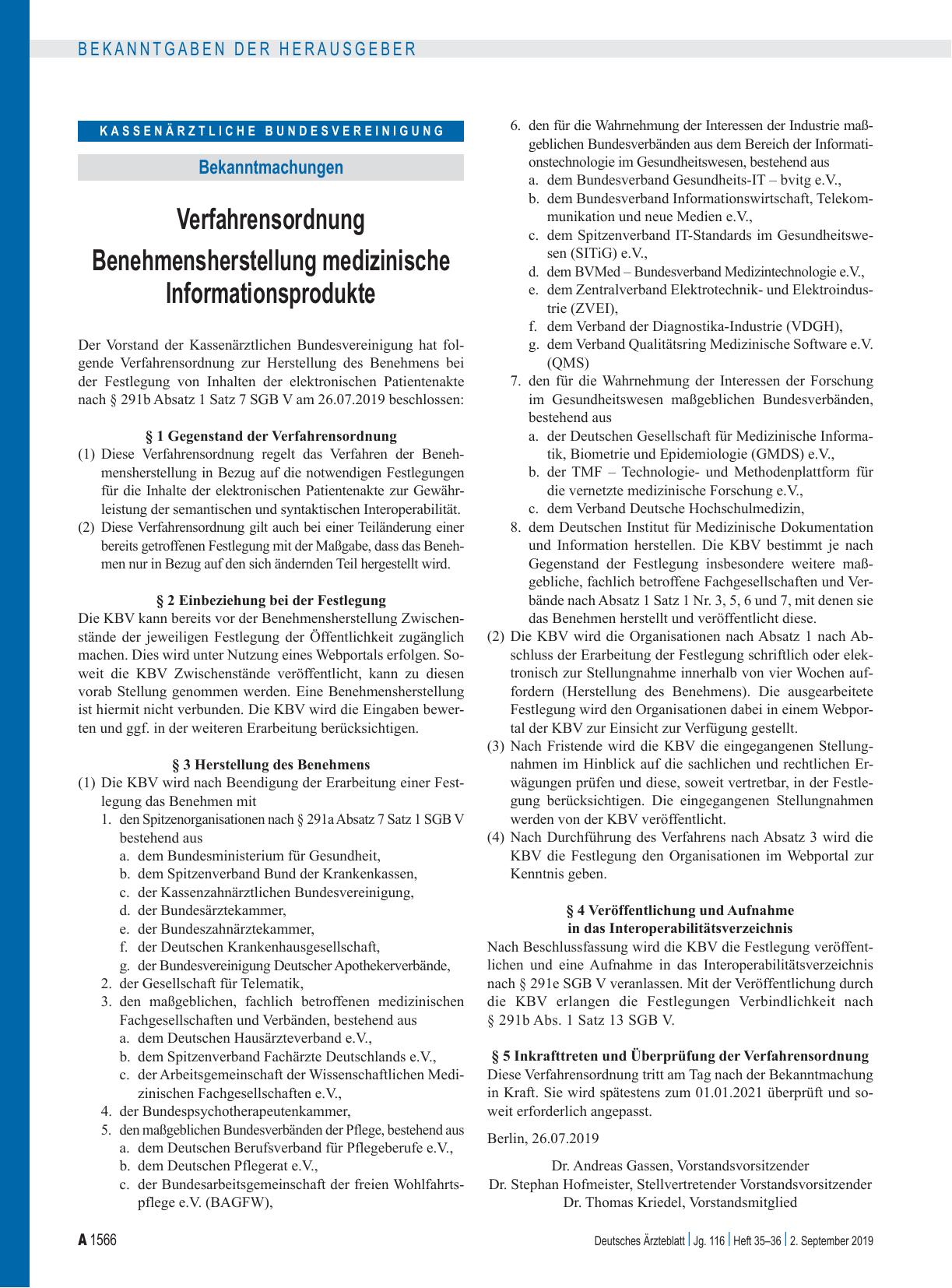 Vorschauseite 1: Verfahrensordnung: Benehmensherstellung medizinische Informationsprodukte