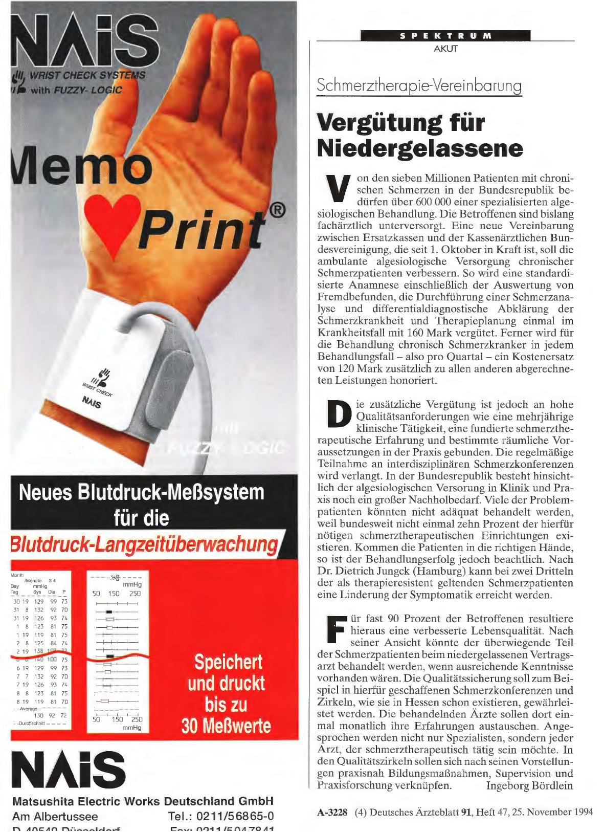Vorschauseite 1: Schmerztherapie-Vereinbarung: Vergütung für Niedergelassene