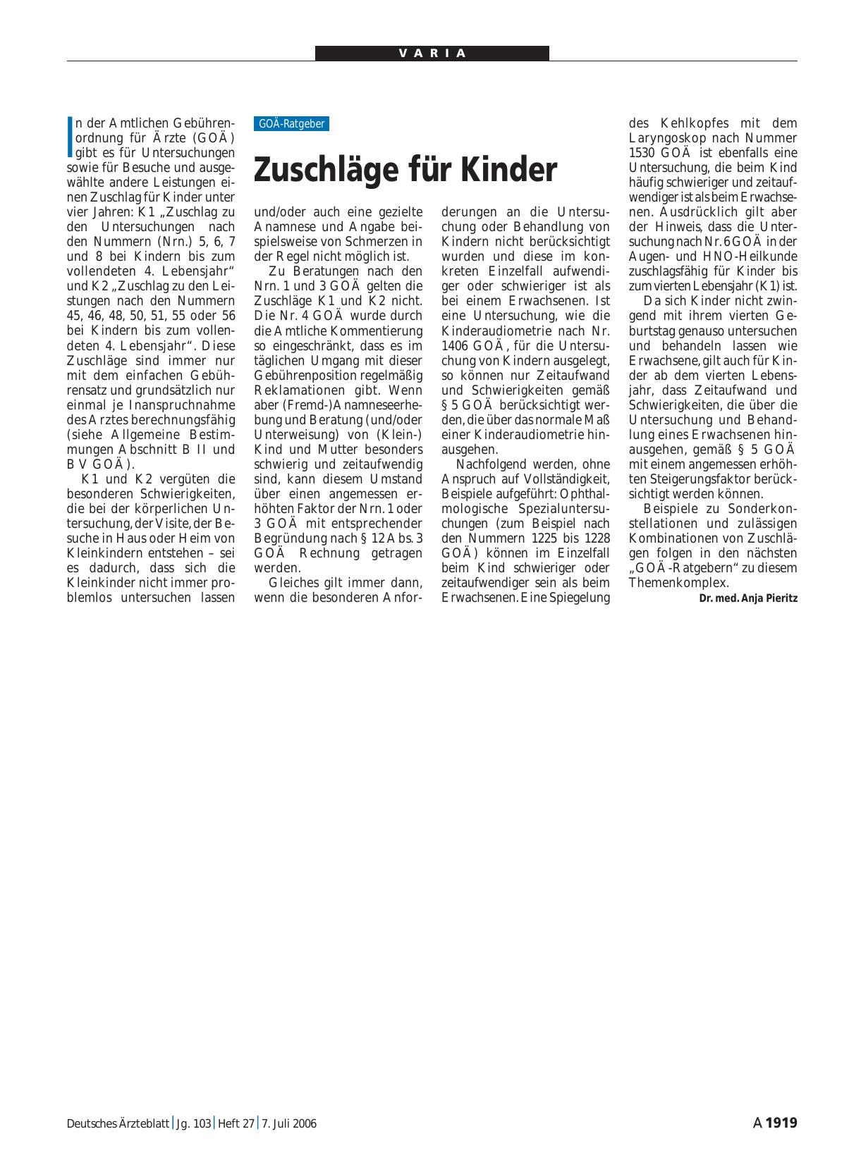 Vorschauseite 1: Zuschläge für Kinder
