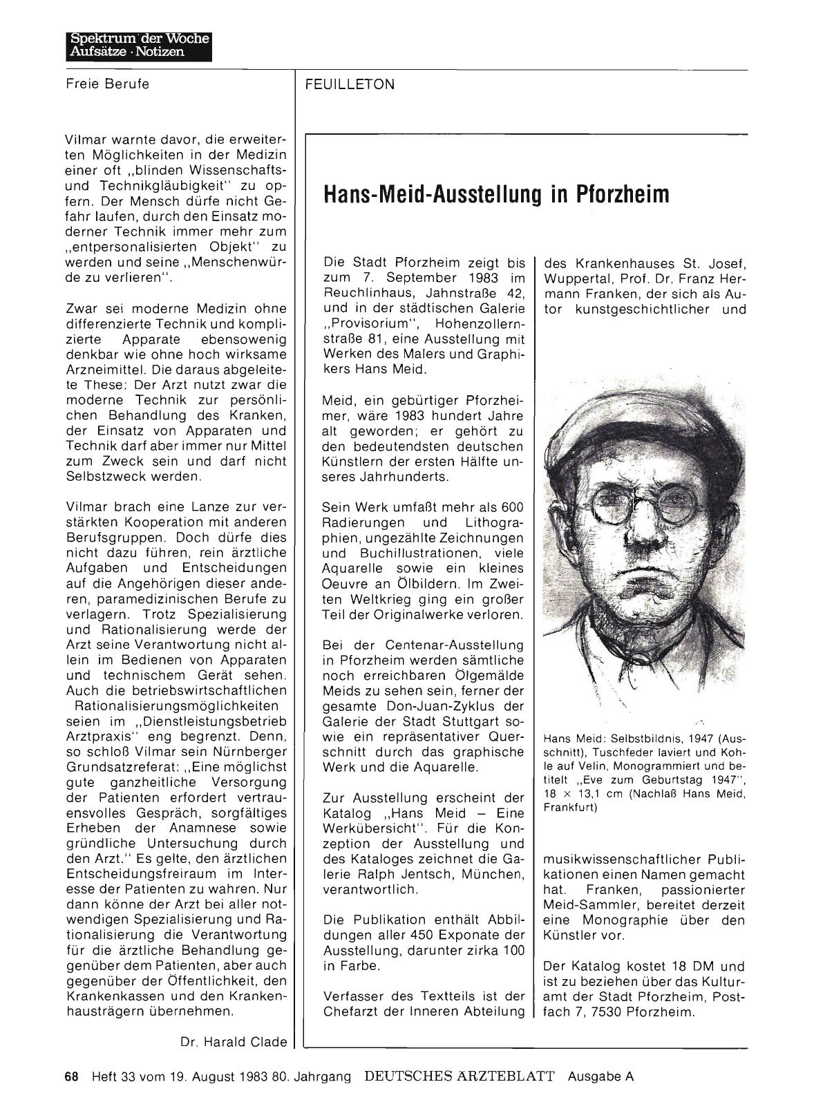 Vorschauseite 1: Hans-Meid-Ausstellung in Pforzheim