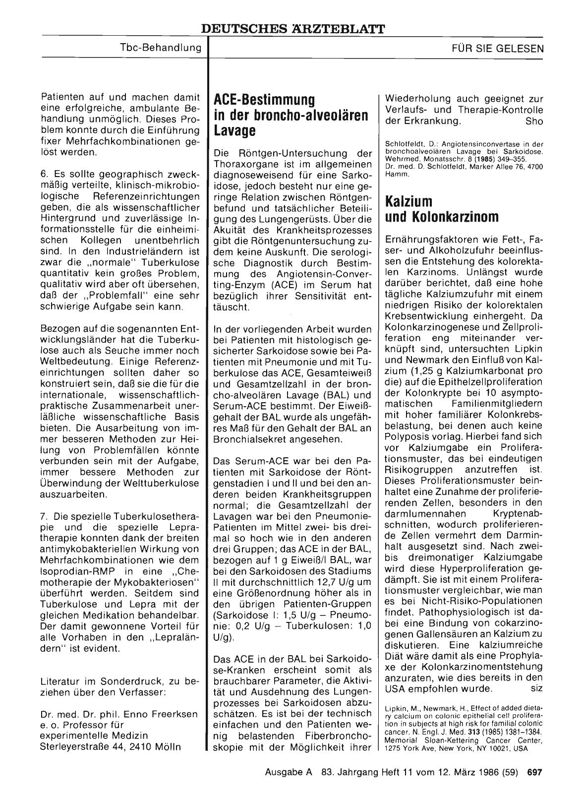 Vorschauseite 1: ACE-Bestimmung in der broncho-alveolären Lavage