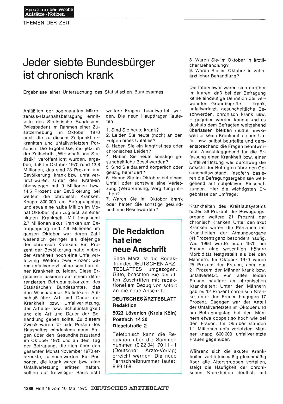 Vorschauseite 1: Jeder siebte Bundesbürger ist chronisch krank