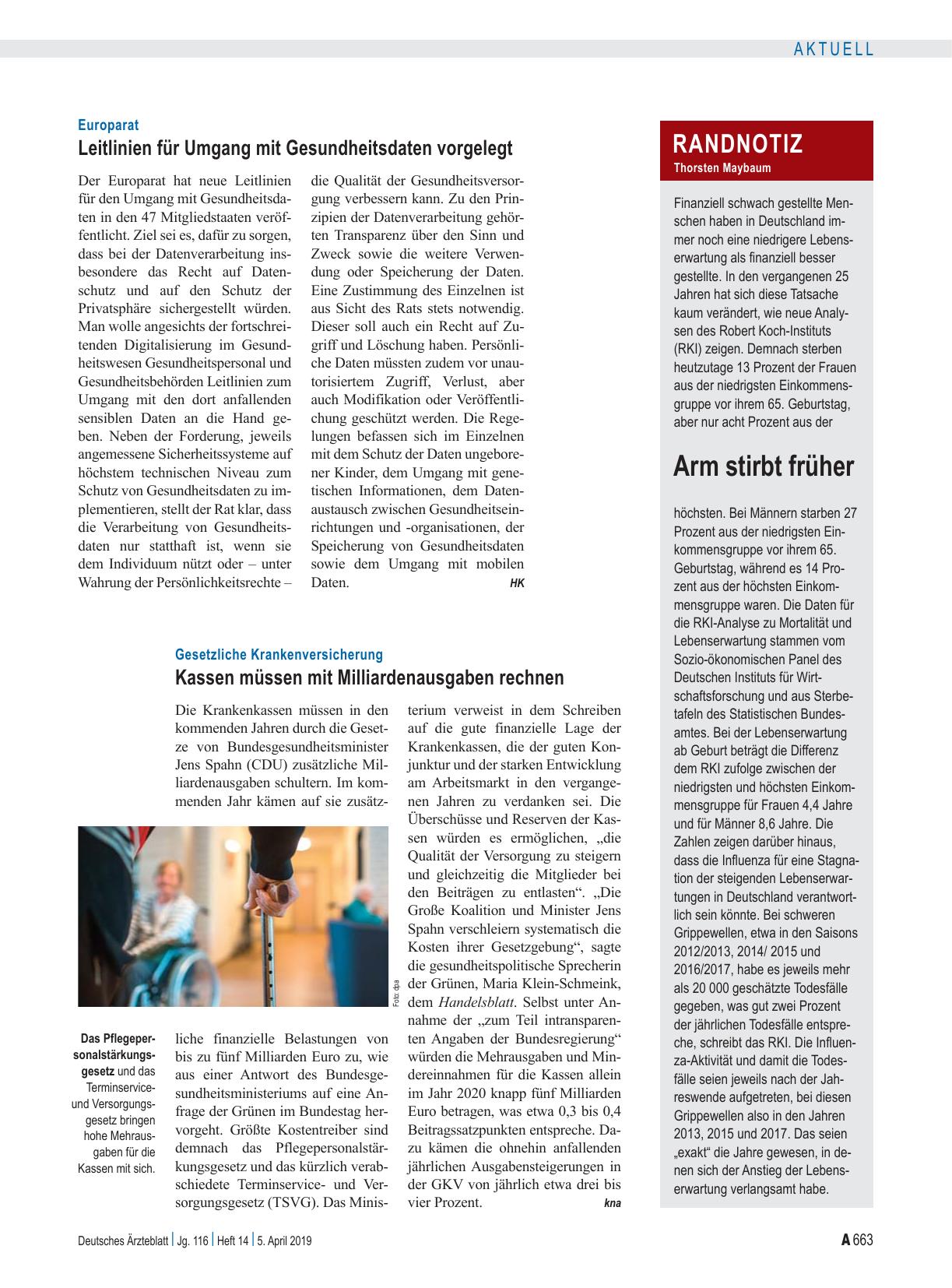 Vorschauseite 1: Gesetzliche Krankenversicherung: Kassen müssen mit Milliardenausgaben rechnen