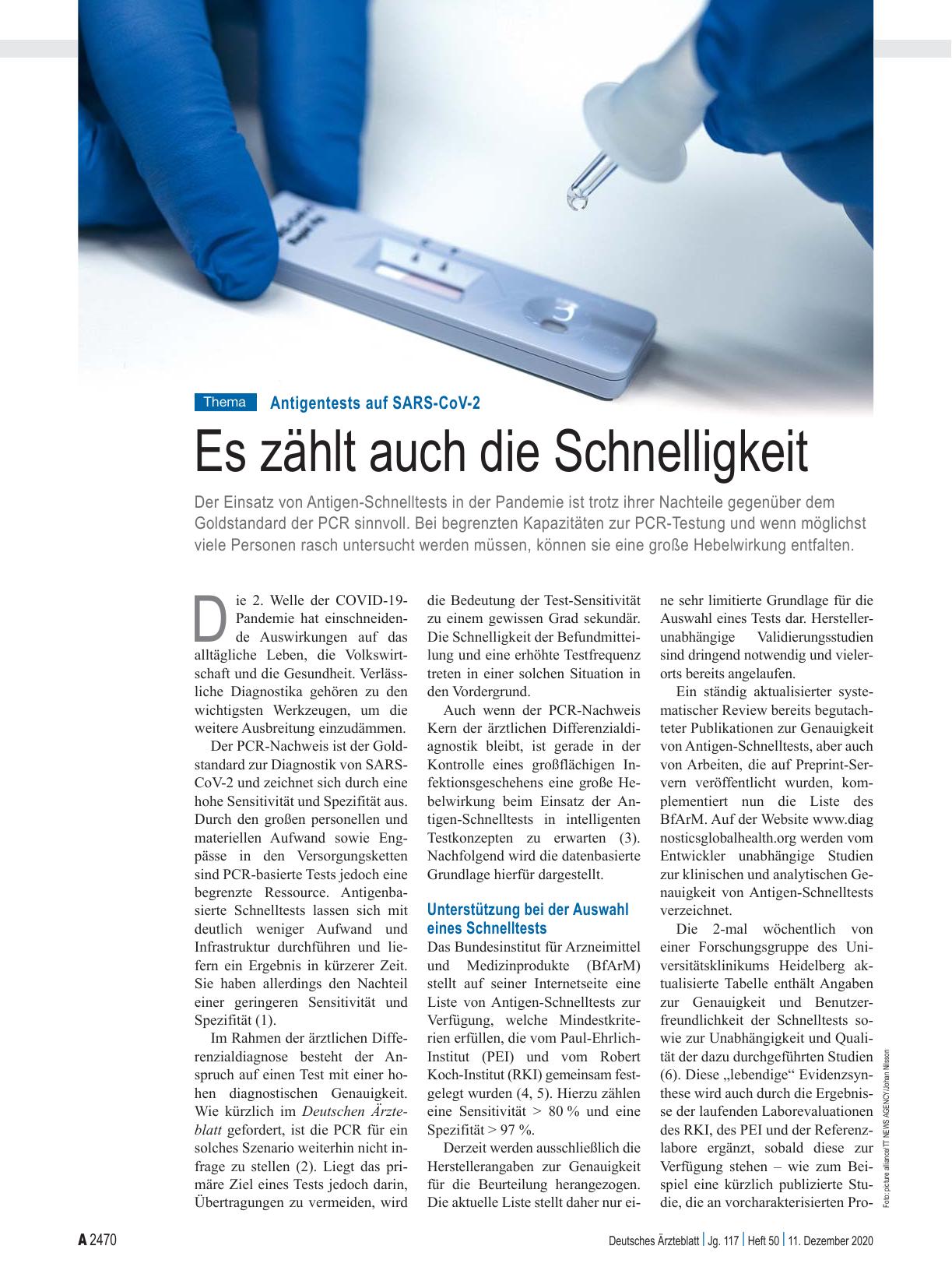 Vorschauseite 1: Antigentests auf SARS-CoV-2: Es zählt auch die Schnelligkeit