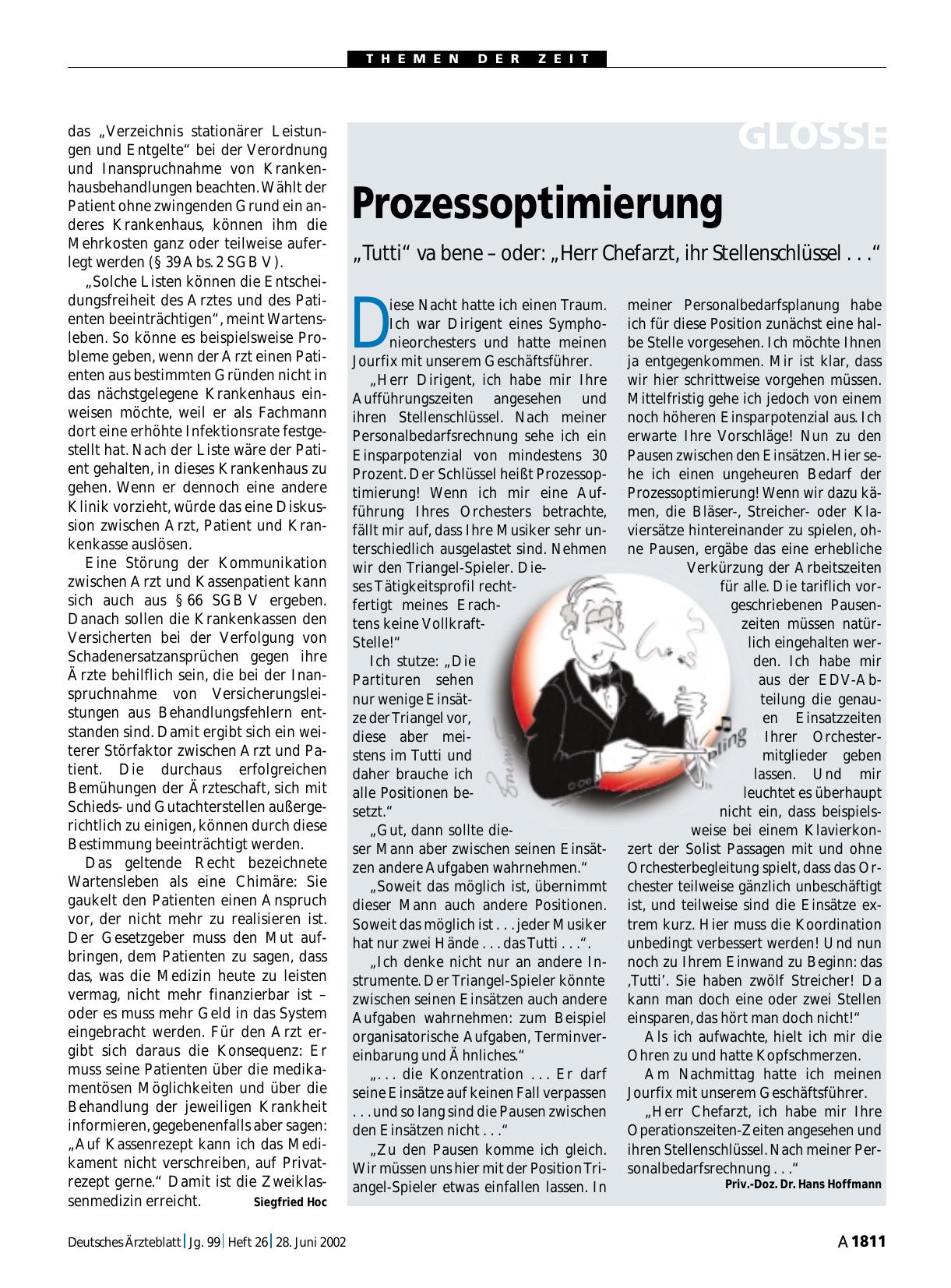 Vorschauseite 1: Prozessoptimierung: „Tutti“ va bene – oder - „Herr Chefarzt, ihr Stellenschlüssel. .. “
