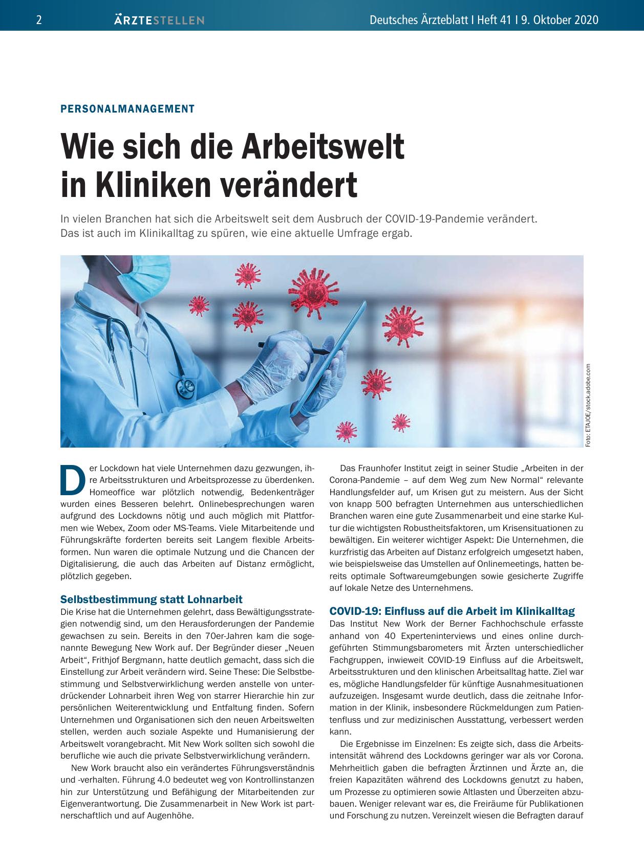 Vorschauseite 1: Personalmanagement: Wie sich die Arbeitswelt in Kliniken verändert