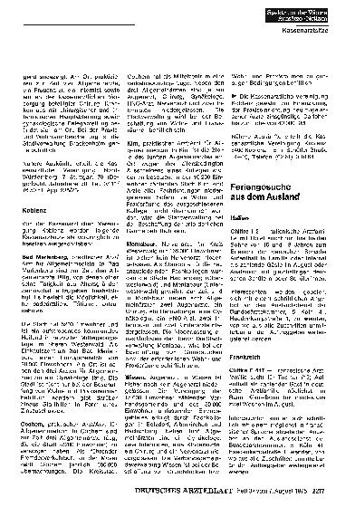 Vorschauseite 1: Feriengesuche aus dem Ausland