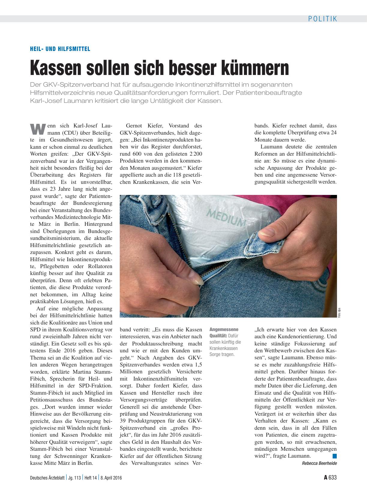Vorschauseite 1: Heilund Hilfsmittel: Kassen sollen sich besser kümmern