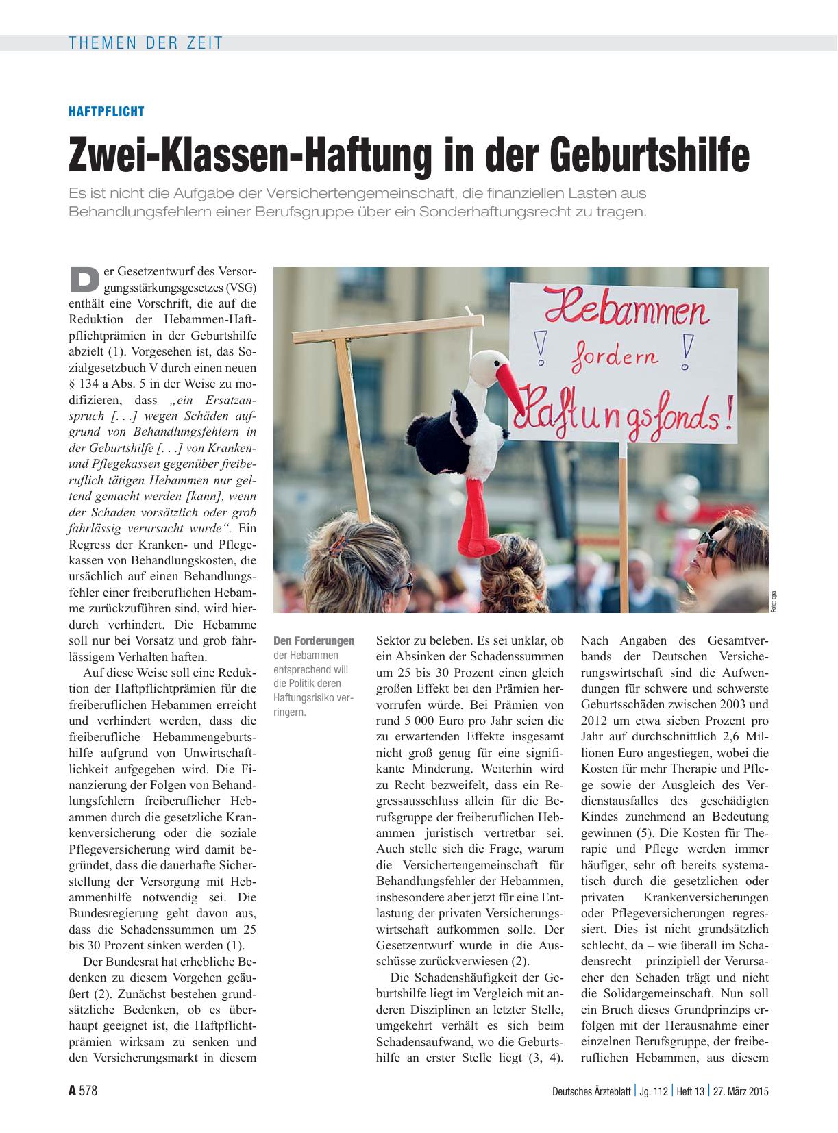 Vorschauseite 1: Haftpflicht: Zwei-Klassen-Haftung in der Geburtshilfe