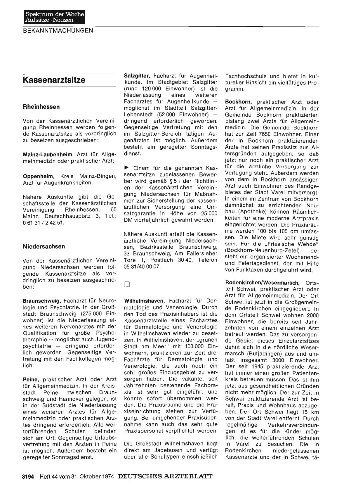 Vorschauseite 1: Kassenarztsitze