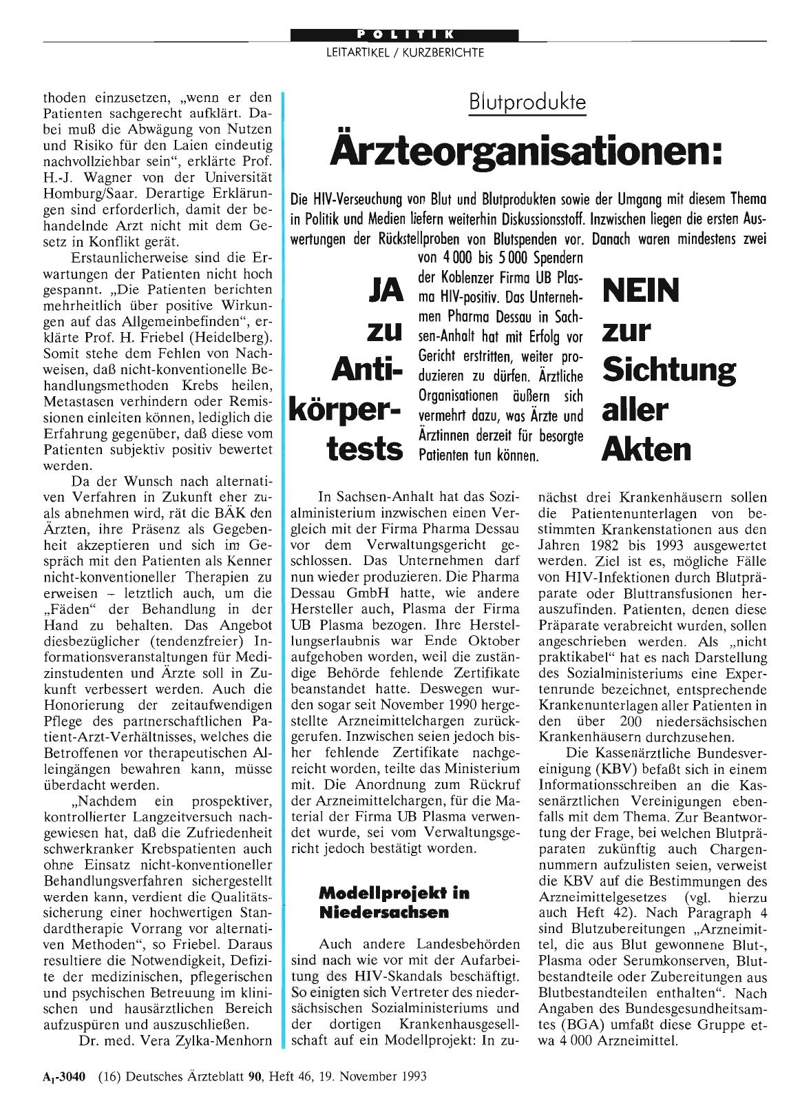 Vorschauseite 1: Blutprodukte: Ärzteorganisationen: