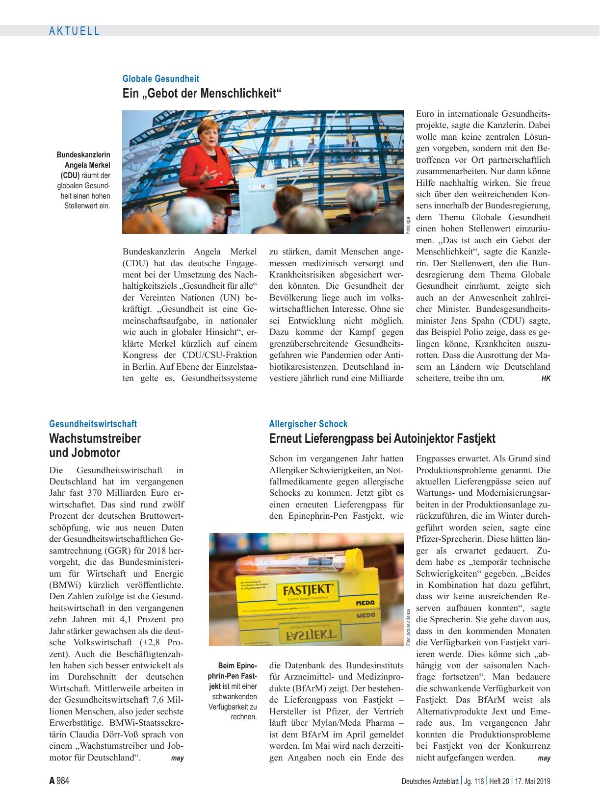 Vorschauseite 1: Globale Gesundheit: Ein „Gebot der Menschlichkeit“