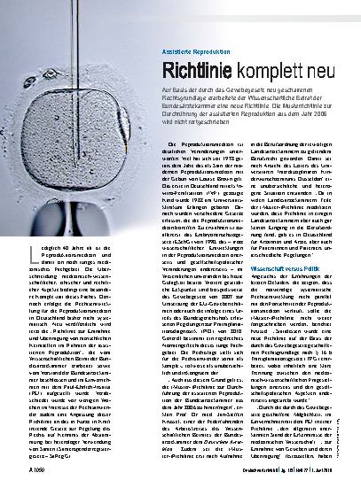 Vorschauseite 1: Assistierte Reproduktion: Richtlinie komplett neu