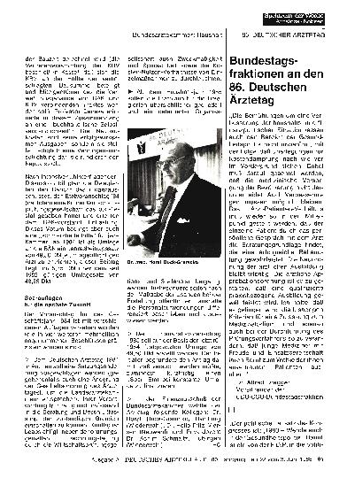 Vorschauseite 1: Bundestagsfraktionen an den 86. Deutschen Ärztetag