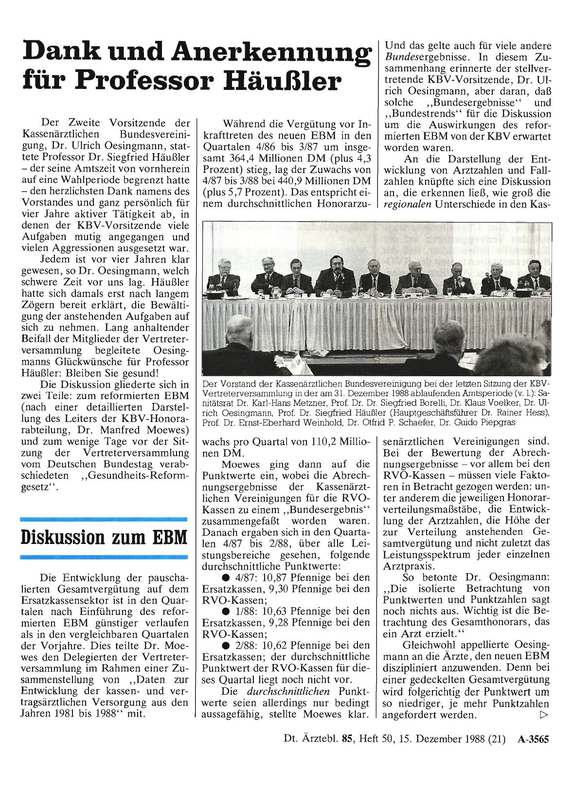 Vorschauseite 1: Dank und Anerkennung für Professor Häußler