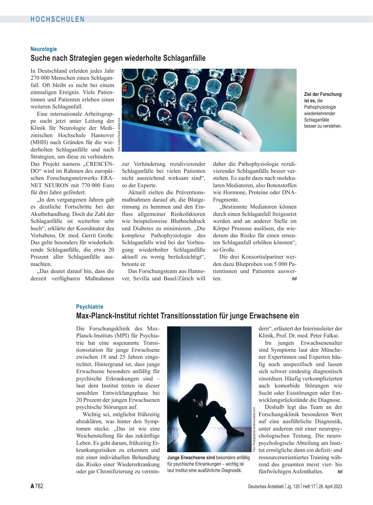 Vorschauseite 1: Psychiatrie: Max-Planck-Institut richtet Transitionsstation für junge Erwachsene ein