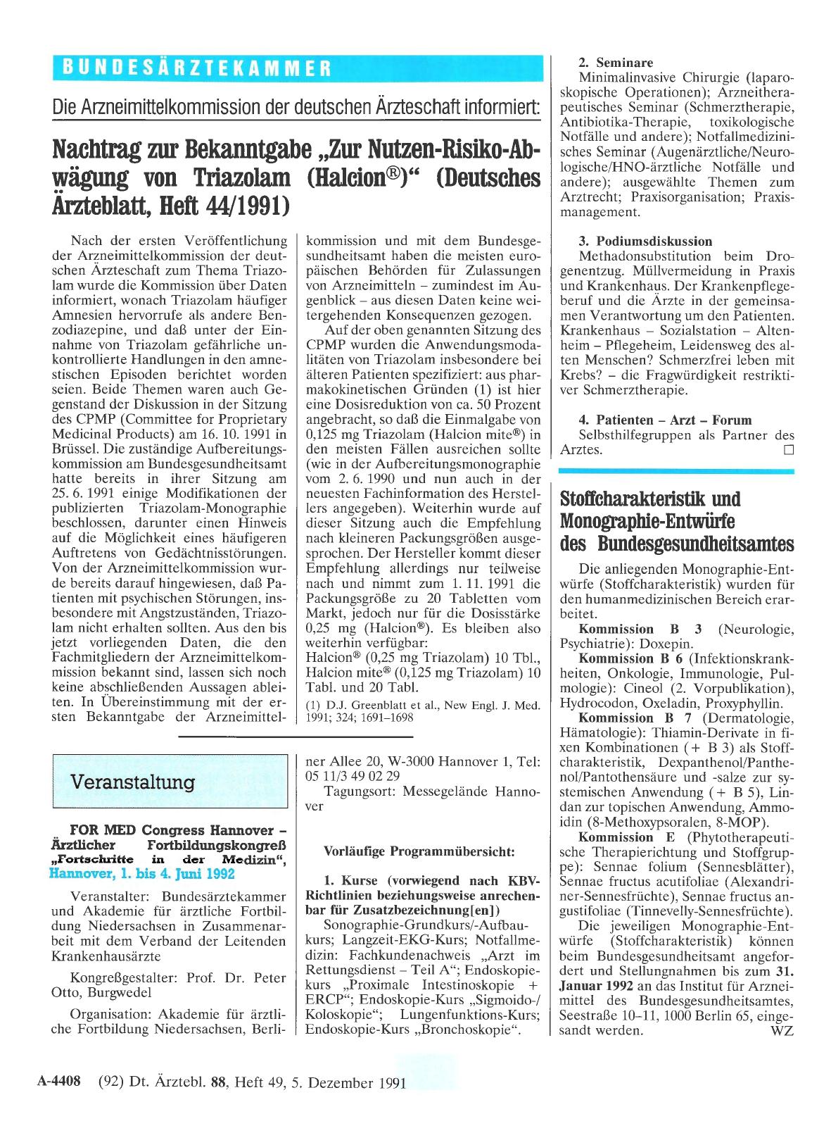 Vorschauseite 1: Stoffcharakteristik und Monographie-Entwürfe des Bundesgesundheitsamtes