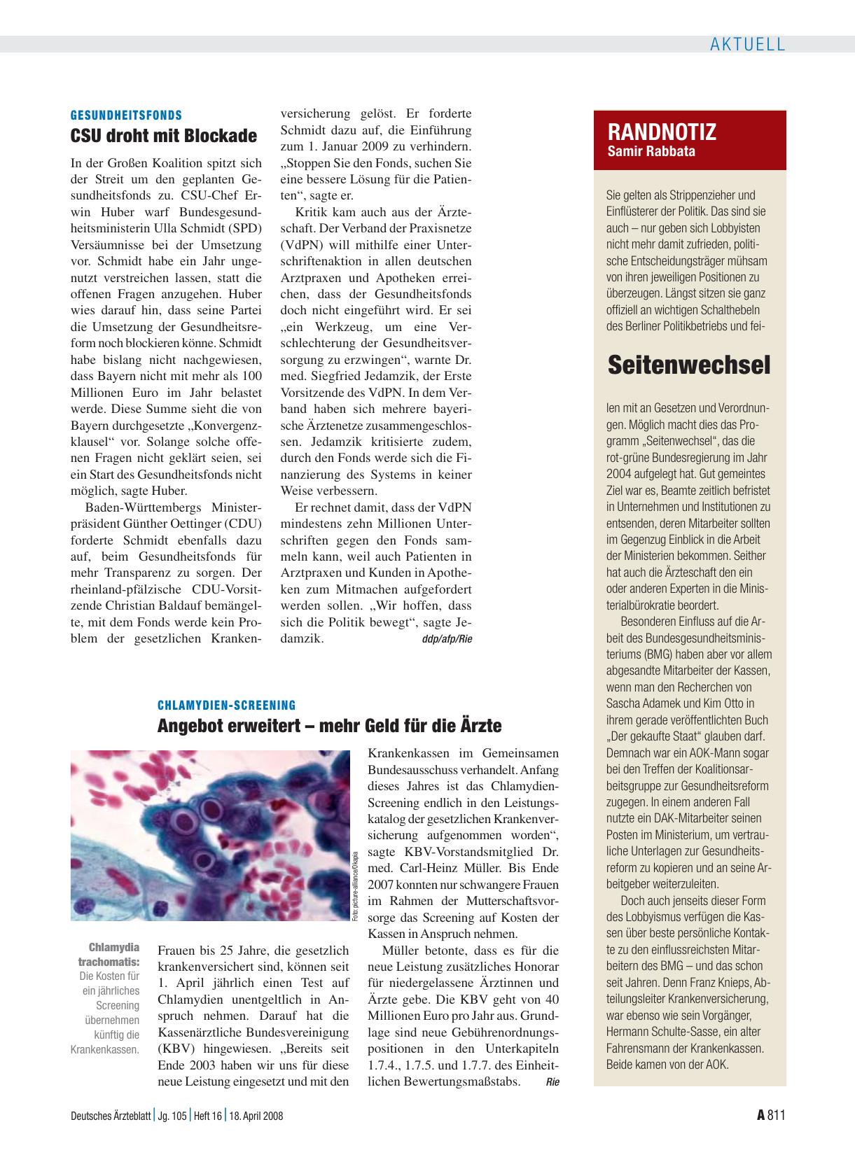 Vorschauseite 1: Gesundheitsfonds: CSU droht mit Blockade