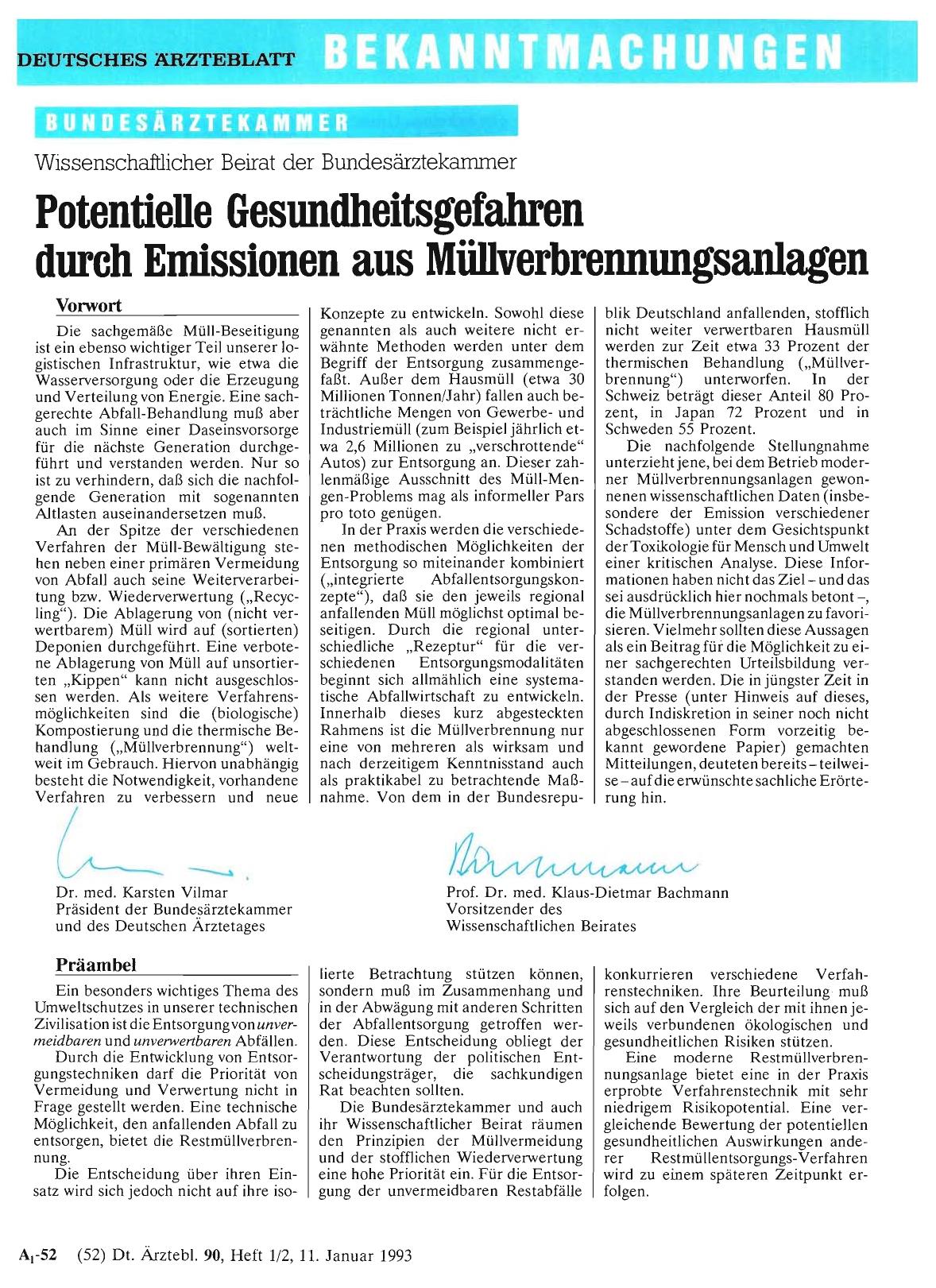 Vorschauseite 1: Potentielle Gesundheitsgefahren durch Emissionen aus Müllverbrennungsanlagen