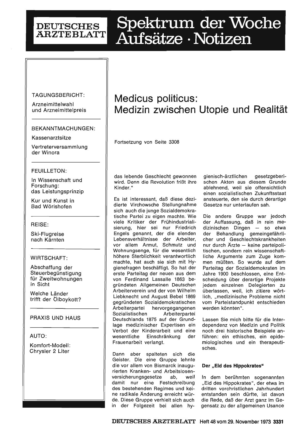 Vorschauseite 1: Medicus politicus: Medizin zwischen Utopie und Realität (Teil 2)